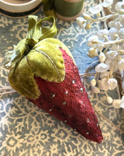 Load image into Gallery viewer, CUSTOM ORDER Large Red Vintage Velvet Strawberry Pincushion