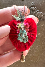 Load image into Gallery viewer, Deep Red Silk Velvet Heart Pendant