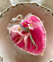 Load image into Gallery viewer, Bright Pink Silk Velvet Heart Token