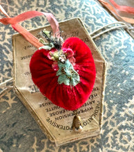 Load image into Gallery viewer, Deep Red Silk Velvet Heart Pendant