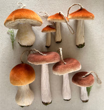 Load image into Gallery viewer, Brown Velvet Mushroom Ornaments