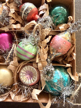 Load image into Gallery viewer, LAST ONE ~ 20 Tiny Mercury Glass Feather Tree Tinsel Ornaments in Gift Box