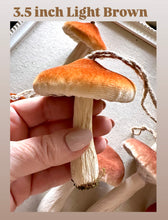 Load image into Gallery viewer, Brown Velvet Mushroom Ornaments