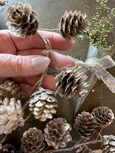 Load image into Gallery viewer, 12 Days of Christmas Champagne Glittered Pinecones Garland