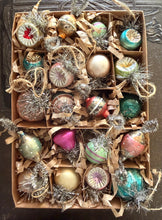 Load image into Gallery viewer, LAST ONE ~ 20 Tiny Mercury Glass Feather Tree Tinsel Ornaments in Gift Box