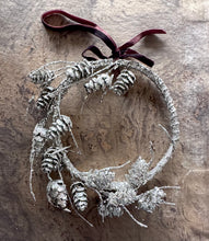 Load image into Gallery viewer, Silver Glitter Frosted Pinecone Wreath