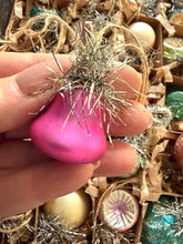 Load image into Gallery viewer, LAST ONE ~ 20 Tiny Mercury Glass Feather Tree Tinsel Ornaments in Gift Box
