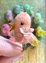 Load image into Gallery viewer, Tiny Wool Spring Chicks with Hand dyed Blossoms and Ribbons