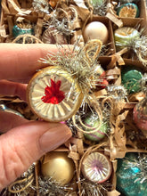Load image into Gallery viewer, LAST ONE ~ 20 Tiny Mercury Glass Feather Tree Tinsel Ornaments in Gift Box