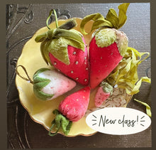 Load image into Gallery viewer, Vintage Velvet Strawberry Making Class and Kit PREORDER with Big Beautiful Strawberry Thank You Gift
