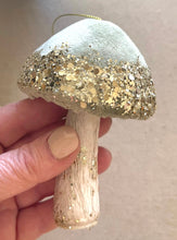 Load image into Gallery viewer, Velvet Mushroom Ornaments Woodland Pink Toadstool Glitter Decorations