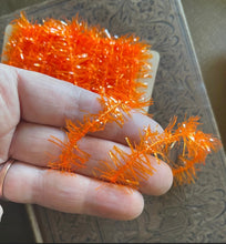 Load image into Gallery viewer, Orange Icicle Tinsel Trim - 12 Feet Tiny Halloween Garland