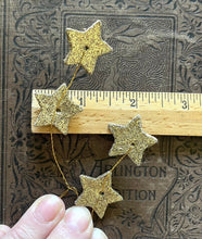 Load image into Gallery viewer, 74 Gold Glitter Stars Garland - 6 Feet Holiday Decorating Garland - Tiny Wired Gold Stars Glittery Christmas Garland