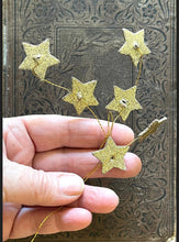 Load image into Gallery viewer, 74 Gold Glitter Stars Garland - 6 Feet Holiday Decorating Garland - Tiny Wired Gold Stars Glittery Christmas Garland