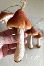 Load image into Gallery viewer, Brown Velveteen Mushroom Ornaments 6 Sizes
