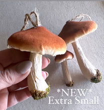 Load image into Gallery viewer, Brown Velveteen Mushroom Ornaments 6 Sizes