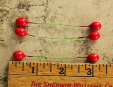 Load image into Gallery viewer, XLARGE Holly Berry Stamens 1/2 Inch Wired Millinery Stamens Holiday DIY Floral Trims - 36 XLarge Double Ended Vintage Style Package Ties