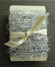 Load image into Gallery viewer, Silver Icicle Tinsel Trim - 13 Feet Tiny Metallic Silver Holiday Garland - Christmas Dollhouse Miniature Garland - Holiday Gift Wrap