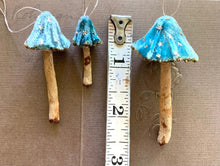 Load image into Gallery viewer, Silk Velvet Mushroom Ornaments - Made to Order Woodland Velvet Toadstool Decorations - Handmade Fairy Mushrooms Cloche Terrarium Display