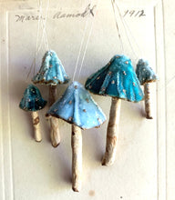 Load image into Gallery viewer, Silk Velvet Mushroom Ornaments - Made to Order Woodland Velvet Toadstool Decorations - Handmade Fairy Mushrooms Cloche Terrarium Display