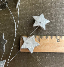 Load image into Gallery viewer, 74 Silver Glitter Stars Garland - 6 Feet Holiday Decorating Garland - Tiny Wired Silver Stars Glittery Christmas Garland