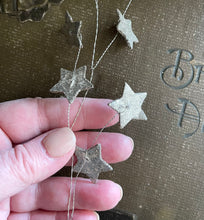 Load image into Gallery viewer, 74 Silver Glitter Stars Garland - 6 Feet Holiday Decorating Garland - Tiny Wired Silver Stars Glittery Christmas Garland