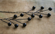 Load image into Gallery viewer, Jet Black Bead Stamen Spray - Goth Crown Prom Wedding Corsage Veil Headband Supplies - Millinery Hat Making Stems - Halloween Wreath Trim