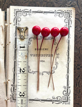 Load image into Gallery viewer, Red Lacquer Stamen Berries - Holiday Headband Crown - Christmas Collage Decoration - Millinery Wedding Supplies