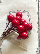 Load image into Gallery viewer, Red Lacquer Stamen Berries - Holiday Headband Crown - Christmas Collage Decoration - Millinery Wedding Supplies