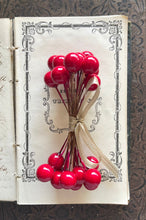 Load image into Gallery viewer, Red Lacquer Stamen Berries - Holiday Headband Crown - Christmas Collage Decoration - Millinery Wedding Supplies