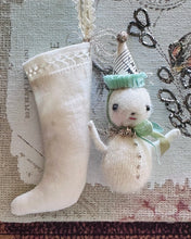 Load image into Gallery viewer, MINNIE Tiny Snowman in a Vintage Stocking 12 Days of Christmas
