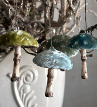 Load image into Gallery viewer, CYBER MONDAY MUSHROOM SALE Miniature Feather Tree Mushroom Ornaments
