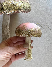 Load image into Gallery viewer, Giant Pale Pink Velvet Mushroom Ornament Set of 2
