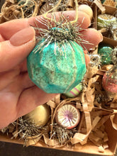 Load image into Gallery viewer, LAST ONE ~ 20 Tiny Mercury Glass Feather Tree Tinsel Ornaments in Gift Box
