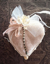 Load image into Gallery viewer, Beige Silk Velvet Small Valentine Heart Token
