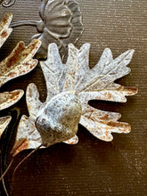 Load image into Gallery viewer, Rusted Acorn and Oak Spray - Rustic Fall Aged Metal Leaves
