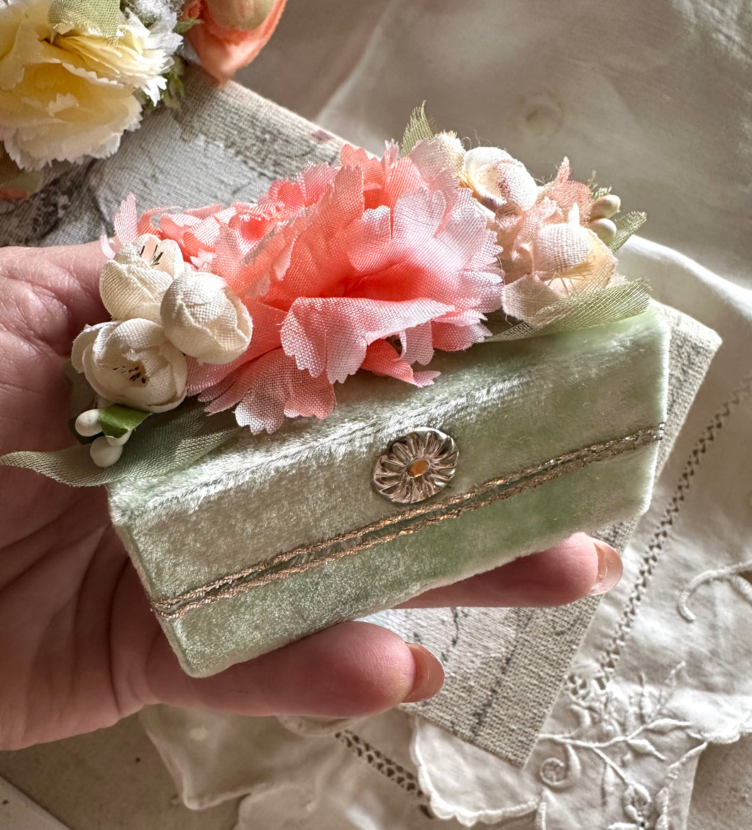 Pale Green Vintage Velvet Treasure Box