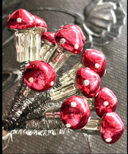 Load image into Gallery viewer, One Dozen Mercury Glass Tinsel Mushroom Picks 12 Days of Christmas
