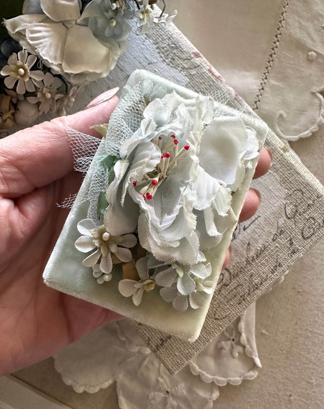 Pale Blue Vintage Velvet Treasure Box