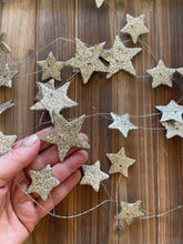 Load image into Gallery viewer, Silver Glitter Stars Garland - 6 Feet Holiday Decorating
