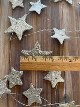 Load image into Gallery viewer, Silver Glitter Stars Garland - 6 Feet Holiday Decorating

