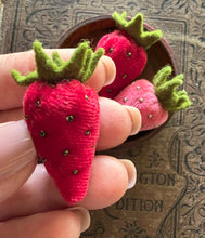 Load image into Gallery viewer, Small Vintage Beaded Velvet Strawberry Pincushion
