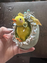 Load image into Gallery viewer, Tiny Needle Felted Chick in a Large Decorated Egg
