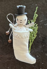 Load image into Gallery viewer, JASPER Tiny Snowman in a Vintage Stocking 12 Days of Christmas
