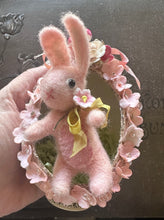 Load image into Gallery viewer, Tiny Needle Felted Pink Bunny in a Large Decorated Egg
