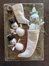 Load image into Gallery viewer, MINNIE Tiny Snowman in a Vintage Stocking 12 Days of Christmas
