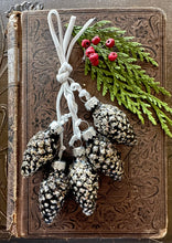 Load image into Gallery viewer, 12 Days of Christmas Glittered Glass Pinecones on Velvet Ribbons
