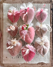 Load image into Gallery viewer, Ballet Pink Silk Velvet Small Valentine Heart Token
