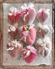 Load image into Gallery viewer, Rose Pink Silk Velvet Small Valentine Heart Token
