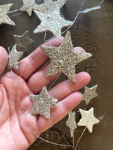 Load image into Gallery viewer, Silver Glitter Stars Garland - 6 Feet Holiday Decorating
